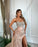 Lotus Root Pink Long Mermaid Satin Prom Dress with Trail, Beadings, Sleeveless