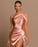 Lotus Root Pink Sleeveless Strapless Evening Dress with Elegant Pleated Slit