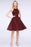 Bridelily Lovely Burgundy Lace Short Bridesmaid Dress With Spaghetti-Straps