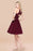 Bridelily Lovely Burgundy Lace Short Bridesmaid Dress With Spaghetti-Straps