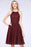 Bridelily Lovely Burgundy Lace Short Bridesmaid Dress With Spaghetti-Straps