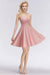 Bridelily Lovely Sweetheart ruffle Pink Chiffon Short Bridesmaid Dresses Affordable
