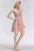 Bridelily Lovely Sweetheart ruffle Pink Chiffon Short Bridesmaid Dresses Affordable