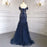 Luxurious Royal Blue Sequin Prom Dress with Long Sleeveless V-Neck A-Line