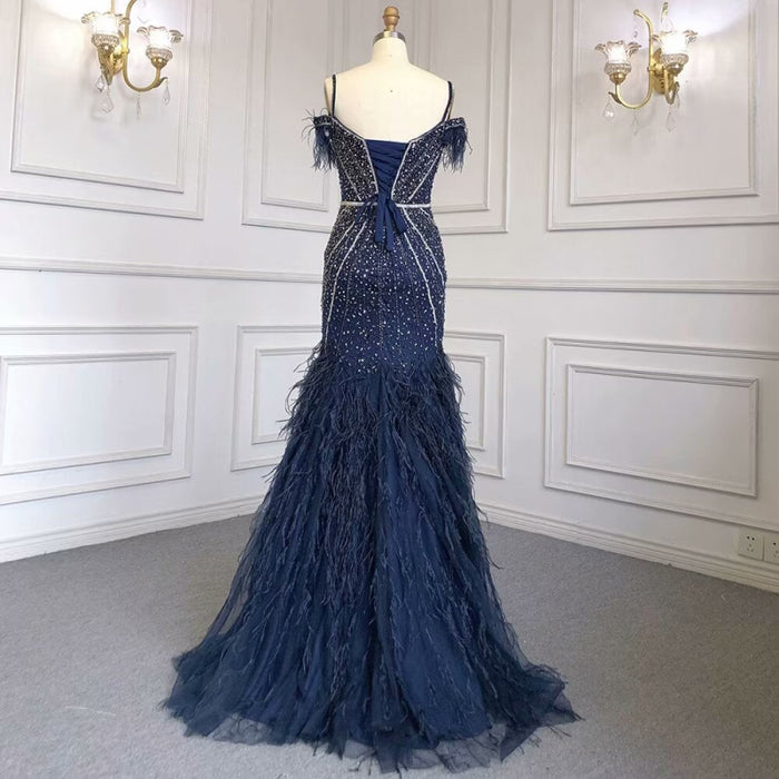 Luxurious Royal Blue Sequin Prom Dress with Long Sleeveless V-Neck A-Line