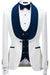Morton Fancy Navy Blue Shawl Lapel Three Pieces Jacquard Wedding Suits