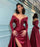 Mermaid Evening Dress with Long Sleeves in Burgundy