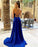 Mermaid Evening Gown with Spaghetti Straps and Thigh-High Split