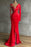 Mermaid Prom Dress with Red Long Sleeves