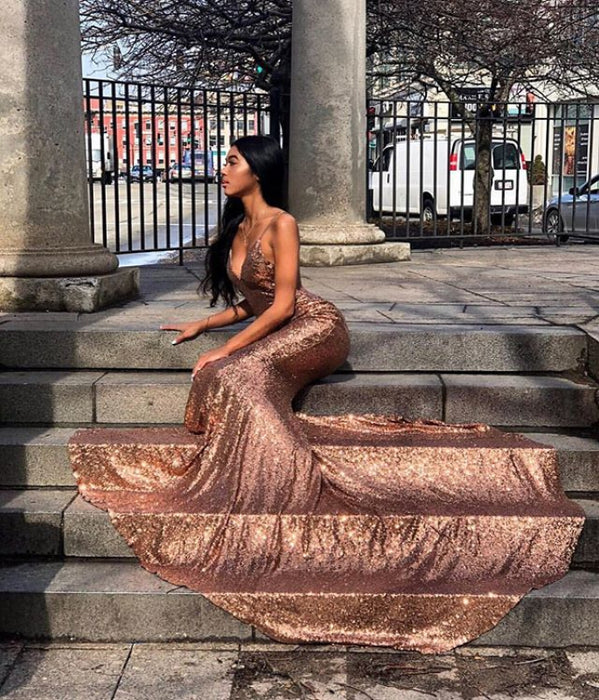 Mermaid Prom Dress with Sequins and Spaghetti-Straps