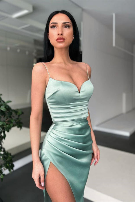 Mermaid Prom Dress With Slit Featuring Spaghetti Straps