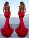Mermaid Sleeveless Halter Sweep/Brush Train With Ruffles Satin Dresses - Prom Dresses