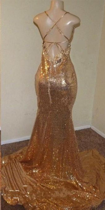 Mermaid V-Neck Prom Dress with Sequins