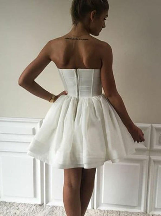 Mini Strapless Dresses Cute A-Line Sweetheart Ivory Short Homecoming/Cocktail Dress - Prom Dresses