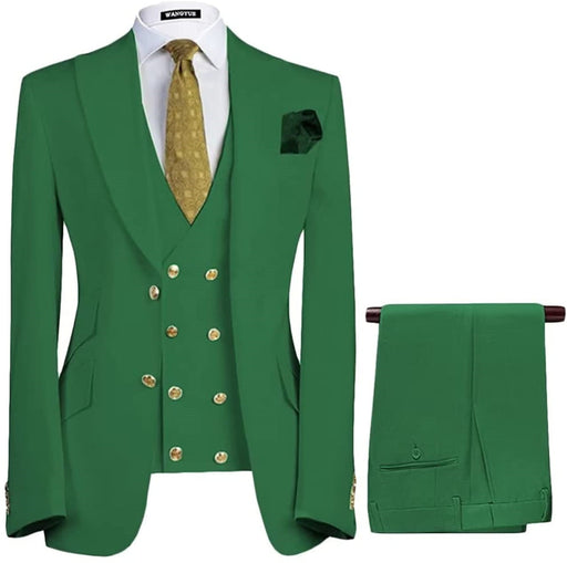 Bert Modern Emerald Green Peaked Lapel Three Pieces Prom Suits For Men