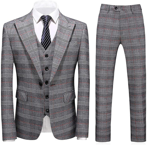 Josiah Modern Gray Peaked Lapel Three Pieces Men Suits For Busienss