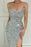 Modern Silver Split Strapless Mermaid Long Prom Dress with Sequins