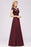 Bridelily Chic Sequined Top V-Neck Sleeveless Burgundy Bridesmaid Dresses Online