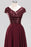 Bridelily Chic Sequined Top V-Neck Sleeveless Burgundy Bridesmaid Dresses Online