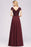 Bridelily Chic Sequined Top V-Neck Sleeveless Burgundy Bridesmaid Dresses Online