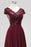 Bridelily Chic Sequined Top V-Neck Sleeveless Burgundy Bridesmaid Dresses Online