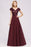 Bridelily Chic Sequined Top V-Neck Sleeveless Burgundy Bridesmaid Dresses Online