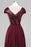 Bridelily Chic Sequined Top V-Neck Sleeveless Burgundy Bridesmaid Dresses Online