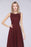 Bridelily Modest Round-Neck Sleeveless Burgundy Bridesmaid Dresses with Ruffles