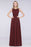 Bridelily Modest Round-Neck Sleeveless Burgundy Bridesmaid Dresses with Ruffles