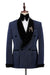 Steven Navy Blue Sequins Double Breasted Close Fitting Wedding Suits With Black Velvet Lapel