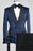 Truman Navy Blue Jacquard Shawl Lapel Double Breasted Chic Wedding Suits