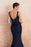 Navy Blue Jewel Sleeveless Mermaid Prom Dress Rhinestone Lace With Tassels