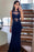 Navy Blue Lace Appliques Mermaid Prom Dress