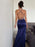 Navy Blue Mermaid Prom Dress with Split