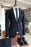 Burnell Bespoke Navy Blue Peaked Lapel Business Suits For Men
