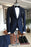 Nelson Navy Blue Shawl Lapel Three Pieces Bespoke Men Suits For Wedding