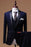 Chasel Fancy Navy Blue Shawl Lapel Three Pieces Men Suits For Wedding