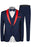 Bradley Fancy Navy Blue Three Pieces Wedding Suits With Red Shawl Lapel