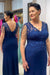 Navy blue v-neck column Long Mother of the Bride Dress with Tassels - Prom Dresses