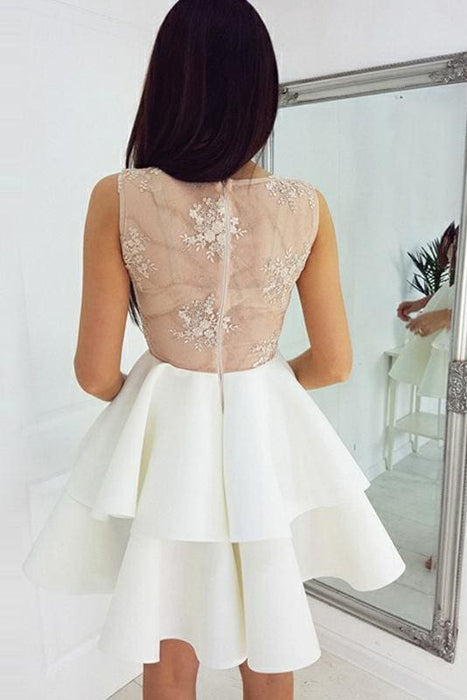 New Arrival A-Line Sleeveless V-Neck Short Homecoming/Prom Dress with Appliques - Prom Dresses