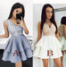 New Arrival A-Line Sleeveless V-Neck Short Homecoming/Prom Dress with Appliques - Prom Dresses