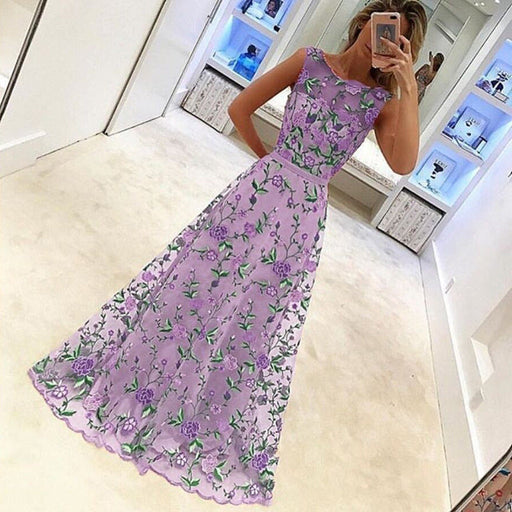 New Style Popular A Line Sleeveless Long Prom Dresses Formal Dress with Embroidery - Prom Dresses