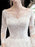 White Wedding Dress Ball Gown Cathedral Train Jewel Neck 3/4 Length Sleeves Natural Waist Applique Satin Fabric Bridal Dresses