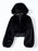 Woman Outerwear Black Hooded Long Sleeves Casual Woolen Coat