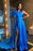 Ocean Blue Off-the-Shoulder Long Prom Dress