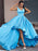 Ocean Blue V-Neck Sleeveless Prom Dress