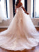 Off Shoulder White Lace Long Prom Dresses with Train, White Lace Wedding Dresses, White Tulle Formal Evening Dresses 