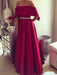 Off-The-Shoulder Floor-Length With Sash/Ribbon/Belt Satin Dresses - Prom Dresses