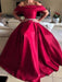 Off-The-Shoulder Floor-Length With Sash/Ribbon/Belt Satin Dresses - Prom Dresses