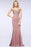 Off-the-Shoulder Formal Gown Gold Lace Applique Floor Length Mermaid Evneing Dress - Dusty Rose / US 2 - Prom Dresses